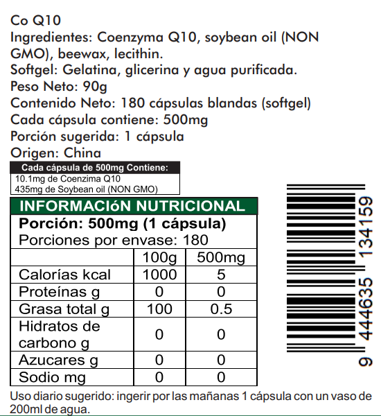 Coenzima Q10, 180 Cápsulas Blandas (softgel)