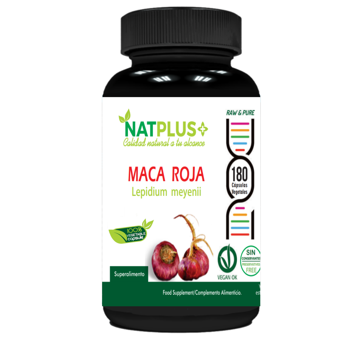 Maca Roja 180 cápsulas vegetales 450mg