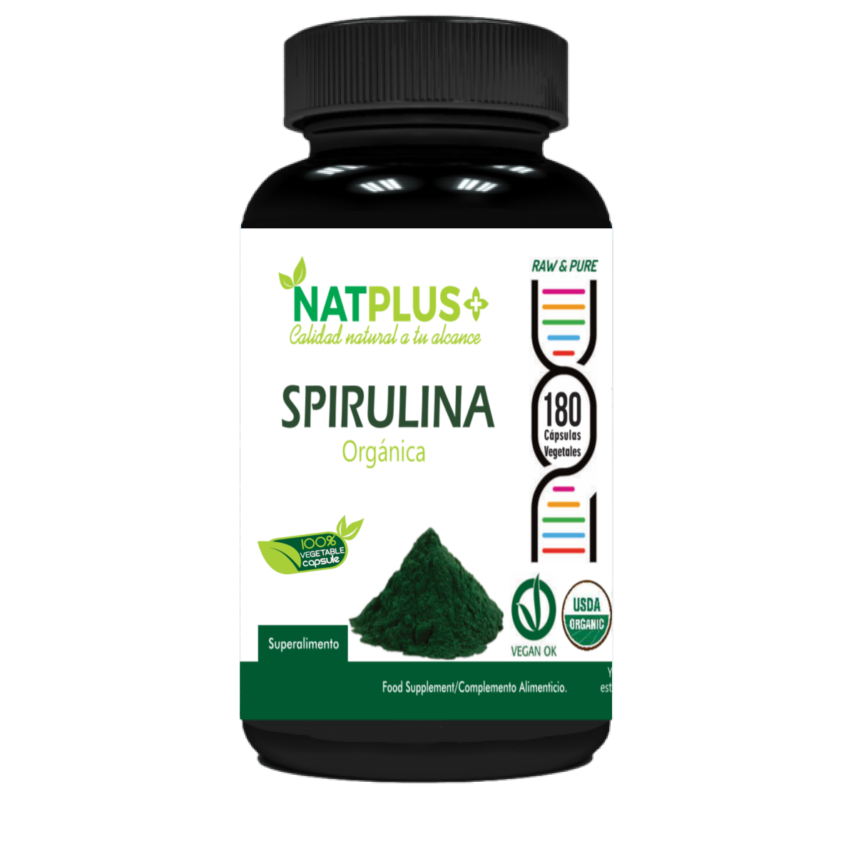 Spirulina 180 capsulas vegetales  500mg