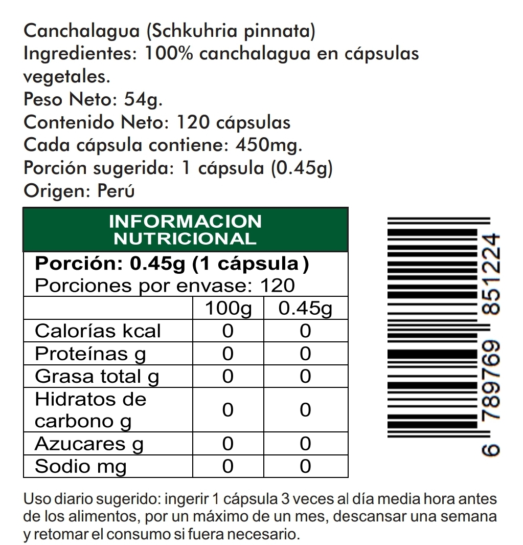 Canchalagua  120 cápsulas vegetales 450mg