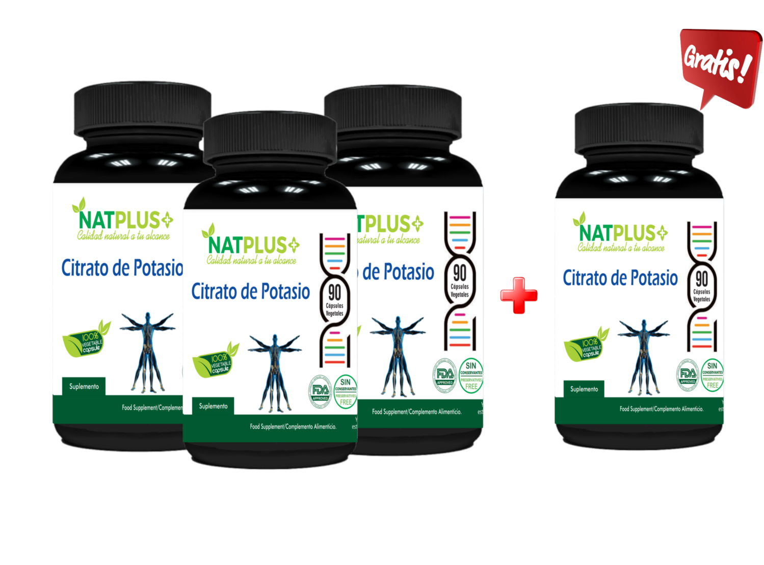 Citrato De Potasio Capsulas X 3 Frascos (pack) + cortesia