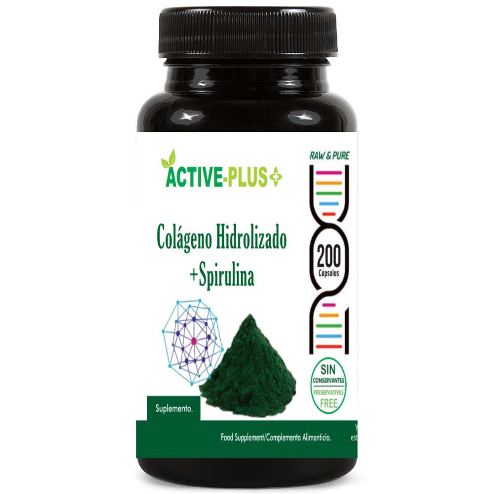 Colágeno Hidrolizado + Spirulina 200 cápsulas de 500mg