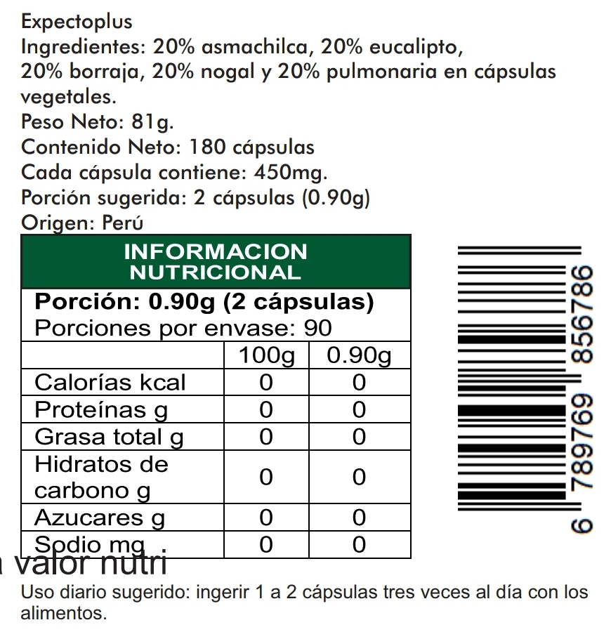 Expectoplus 180 cápsulas vegetales 450mg