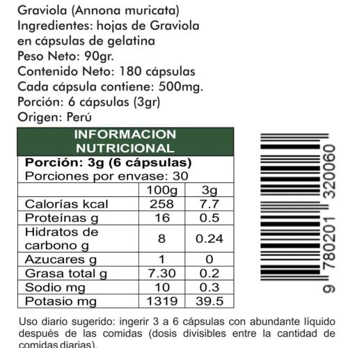 Graviola 180 cápsulas 500mg