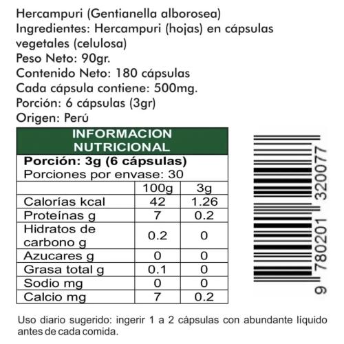 Hercampuri 180 cápsulas 500mg