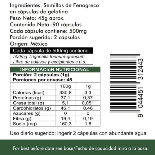 Fenogreco 90 Capsulas de 500mg