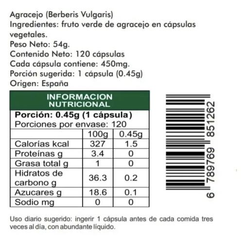 Barberry 120 cápsulas 450mg