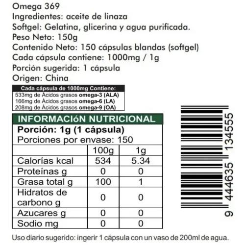 Omega 369, 150 Cápsulas Softgel (blandas) de 1000mg